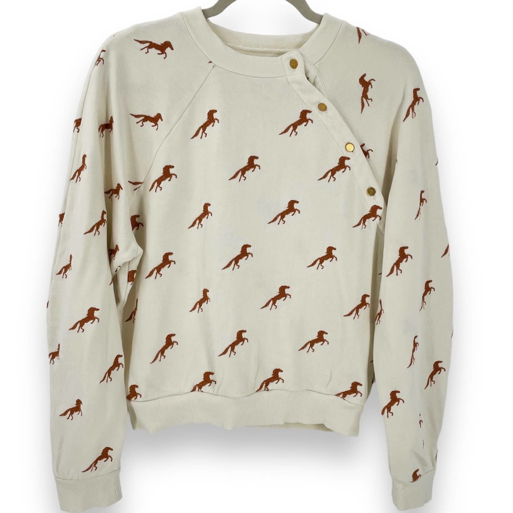Anthropologie Cream Sweatshirt with Brown Horse Print - Picture 5 of 11